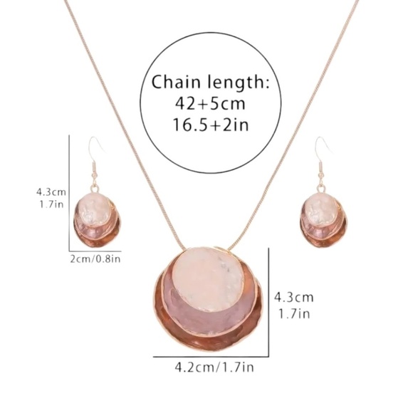 Boho Three Layer Jewelry Necklace and Earrings Set Circular - Picture 3 of 3